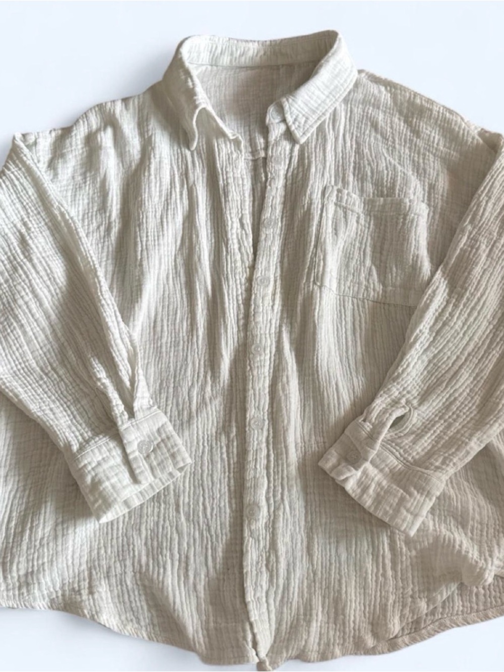 Women's White Button-Down Gauze Shirt - Lightweight Relaxed Fit